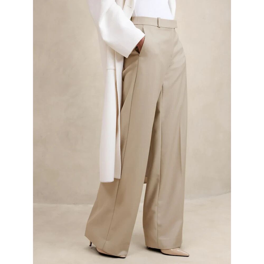 BANANA‎ REPUBLIC Lido Wide-Leg Italian Wool Pants Women's Size 12 - 32 Inseam